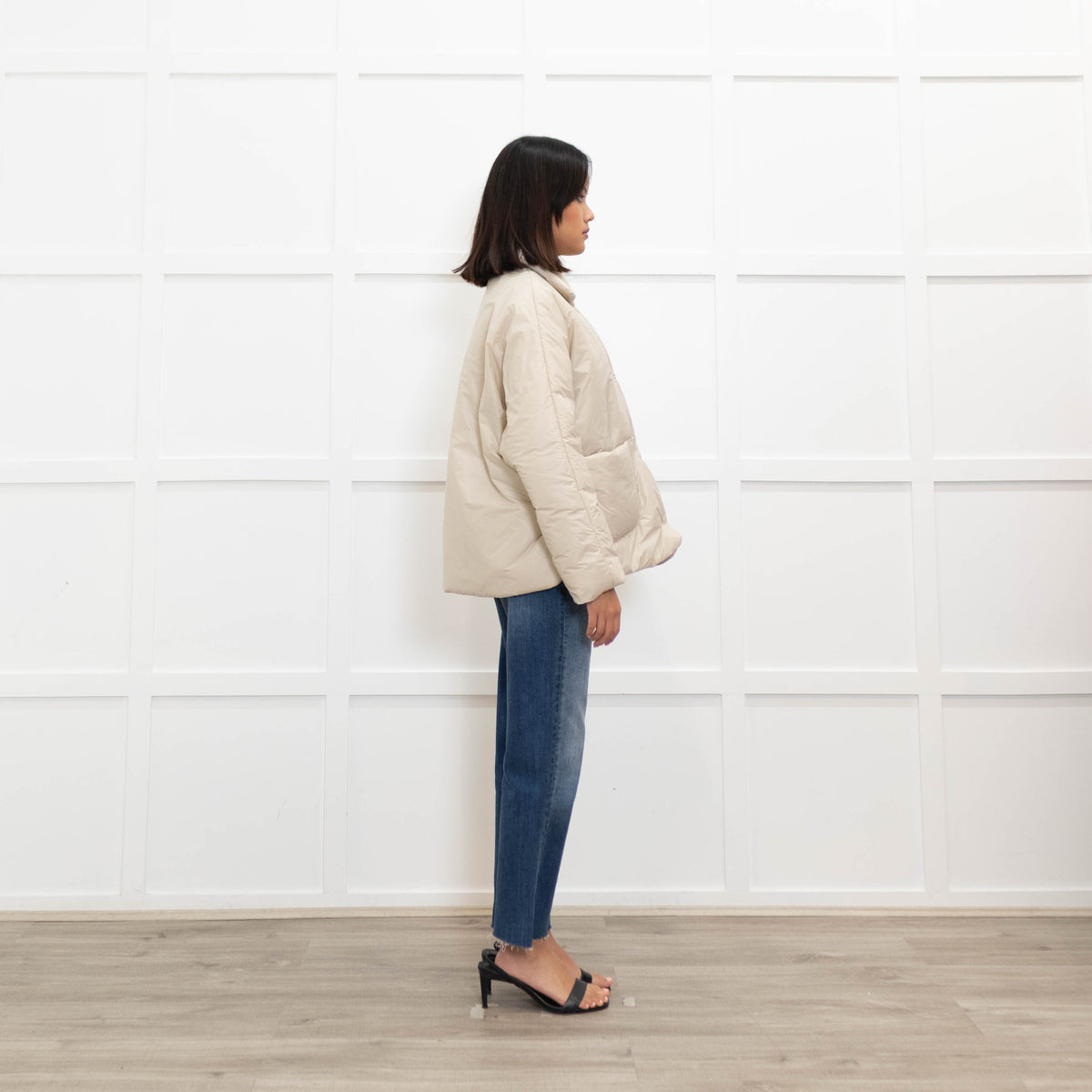 TreBarraBi Ivory Nylon Puffa Jacket