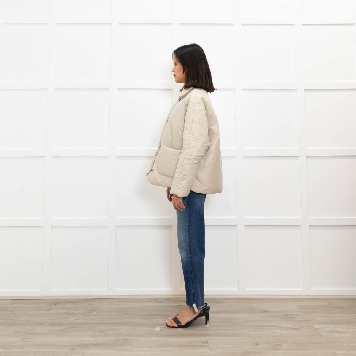TreBarraBi Ivory Nylon Puffa Jacket