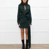 16Arlington Green Satin Mini Dress with Draped Waist