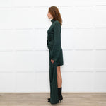 16Arlington Green Satin Mini Dress with Draped Waist