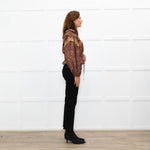 Ulla Johnson Black Red Print Frill Detail Sleeves Belted Waist Silk Top