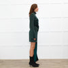 16Arlington Green Satin Mini Dress with Draped Waist