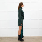 16Arlington Green Satin Mini Dress with Draped Waist