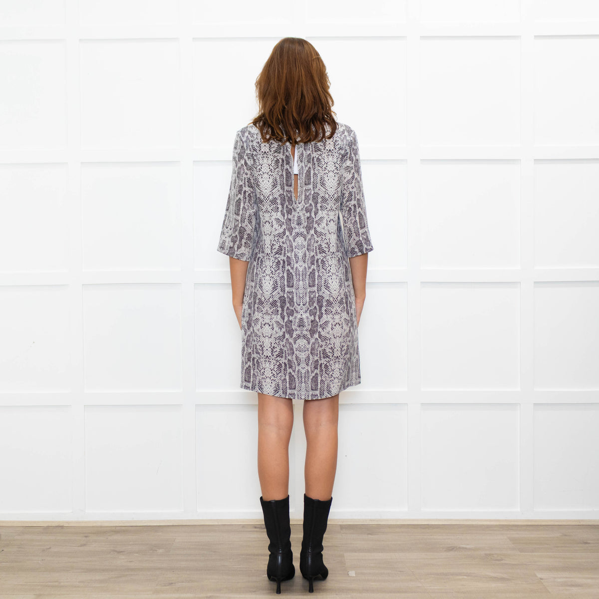 Equipment Grey Snake Pocket Front Shift Dress