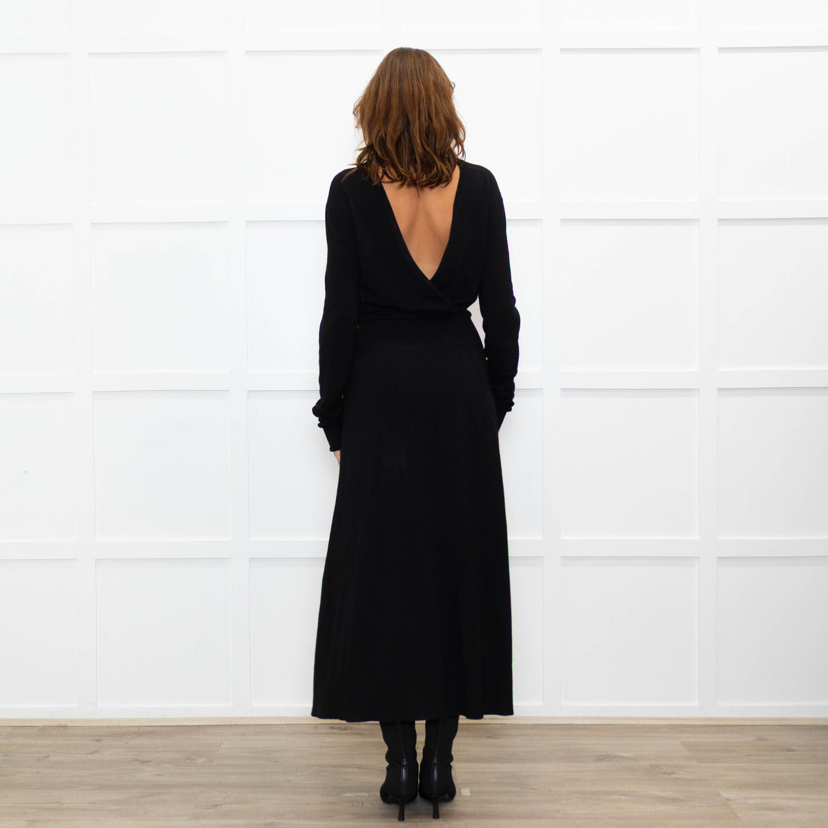 Maje Black Fine Knit Backless Dress