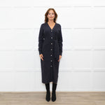 Sandro Grey Pearl Button Rib Knit Dress