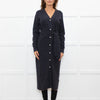 Sandro Grey Pearl Button Rib Knit Dress