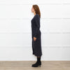 Sandro Grey Pearl Button Rib Knit Dress