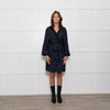 Ganni Black and Blue Lurex Wrap Dress