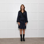 Ganni Black and Blue Lurex Wrap Dress