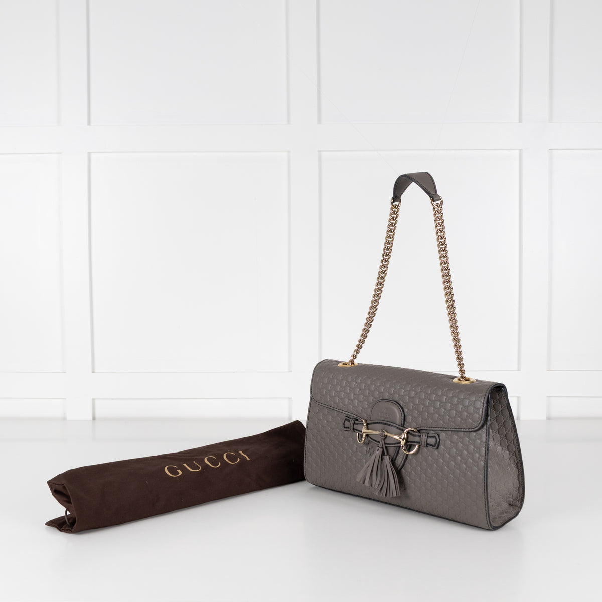 Gucci Grey Guccissima Leather Emily Medium Shoulder Bag