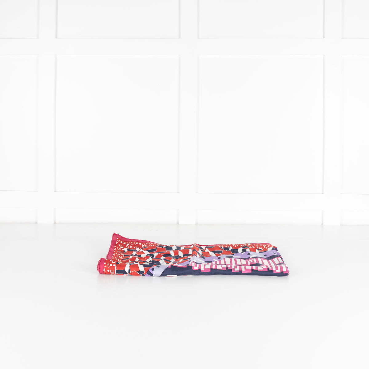 Hermes Red Pink Purple Ex-Libris En Cravates Silk Scarf