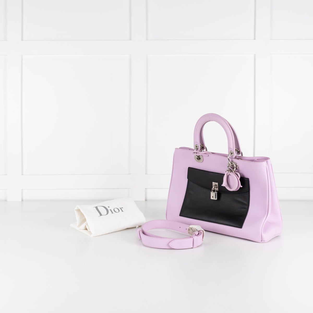Christian Dior Lilac Diorissimo Pocket Tote Bag With Green Pocket
