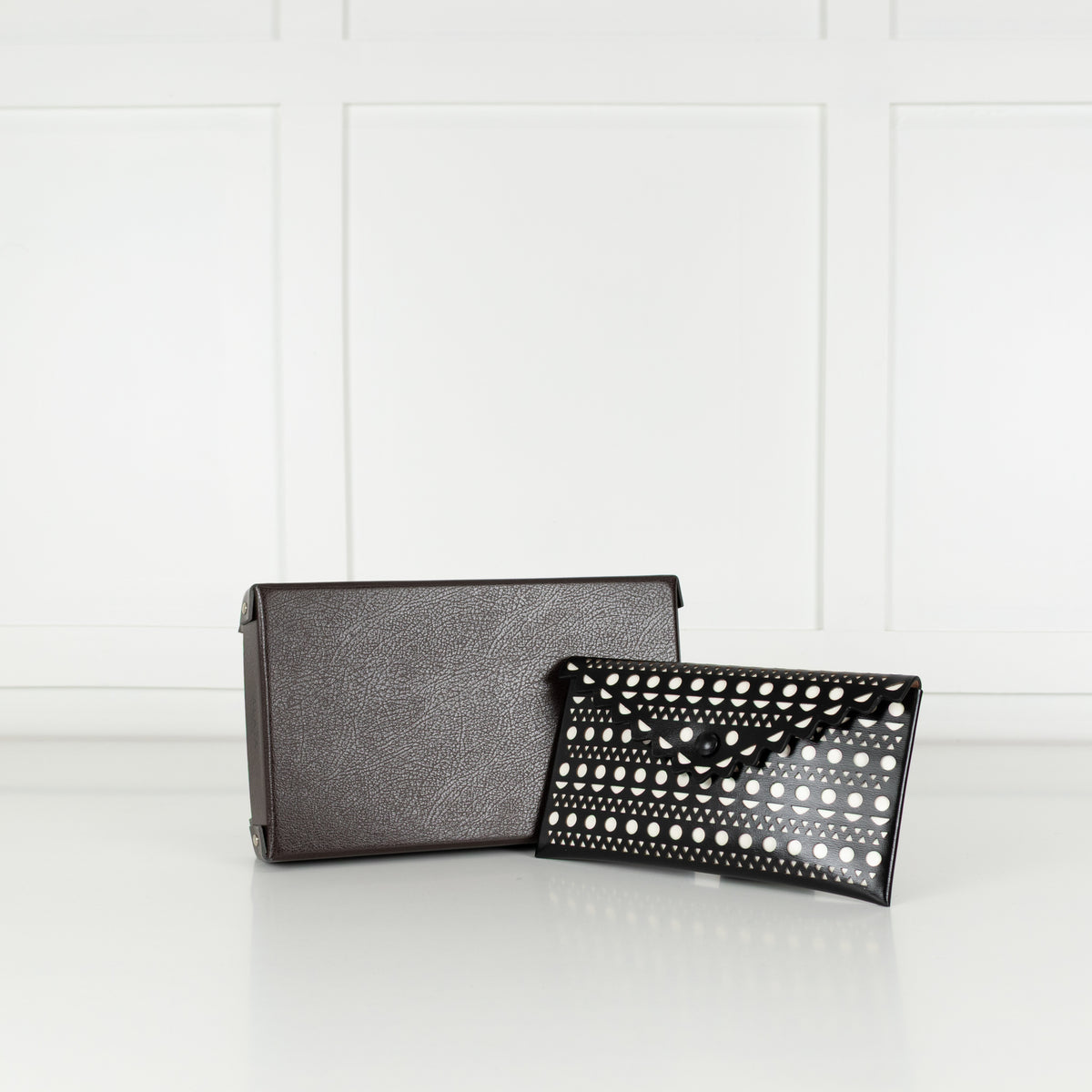 Alaia Black and White Laser Cut Envelope Clutch
