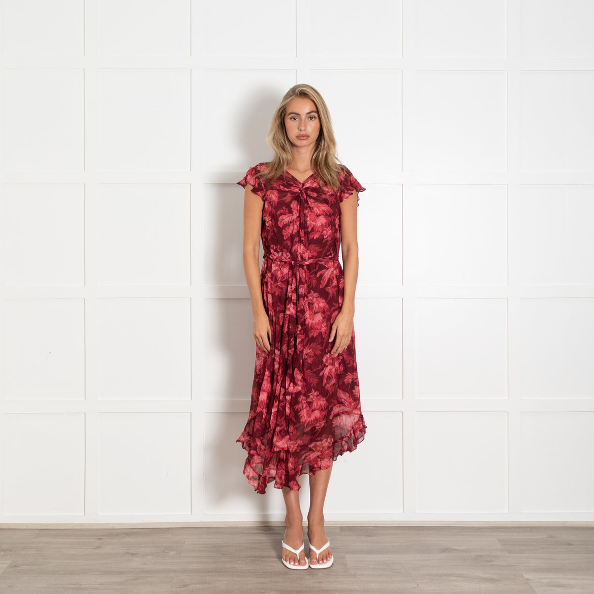 Zimmermann Burgundy Dark Pink Ladybeetle Floral Midi Dress