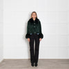 Shrimps Bottle Green Velvet Faux Fur Collar+Sleeve Jacket