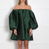 Bernadette Green Taffeta Oversized Off The Shoulder Short Dress