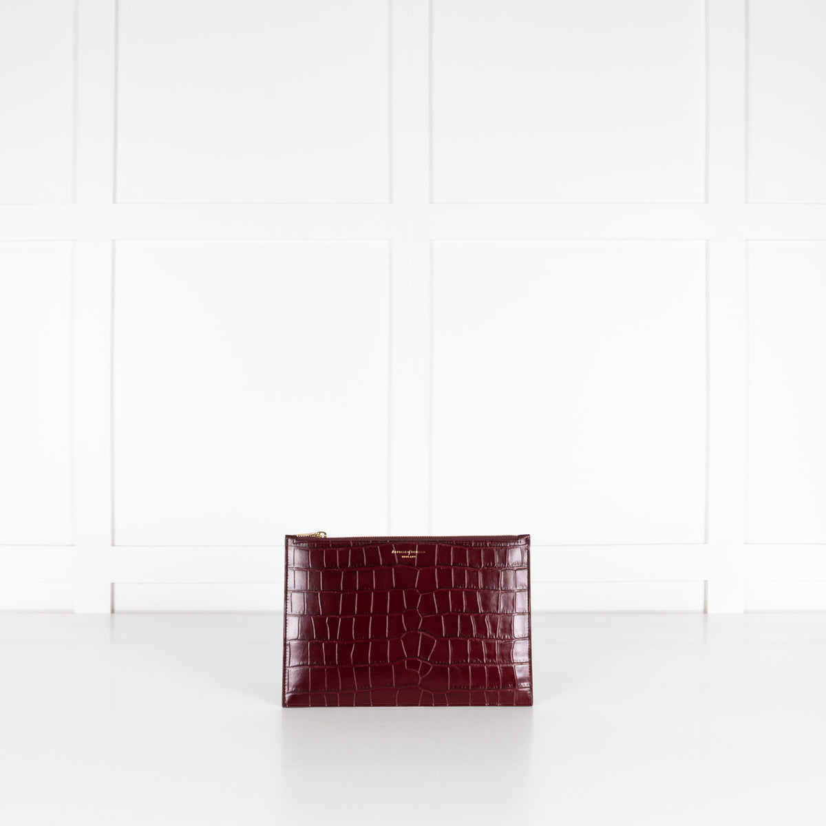 Aspinal Of London Burgundy Croc Leather Pochette