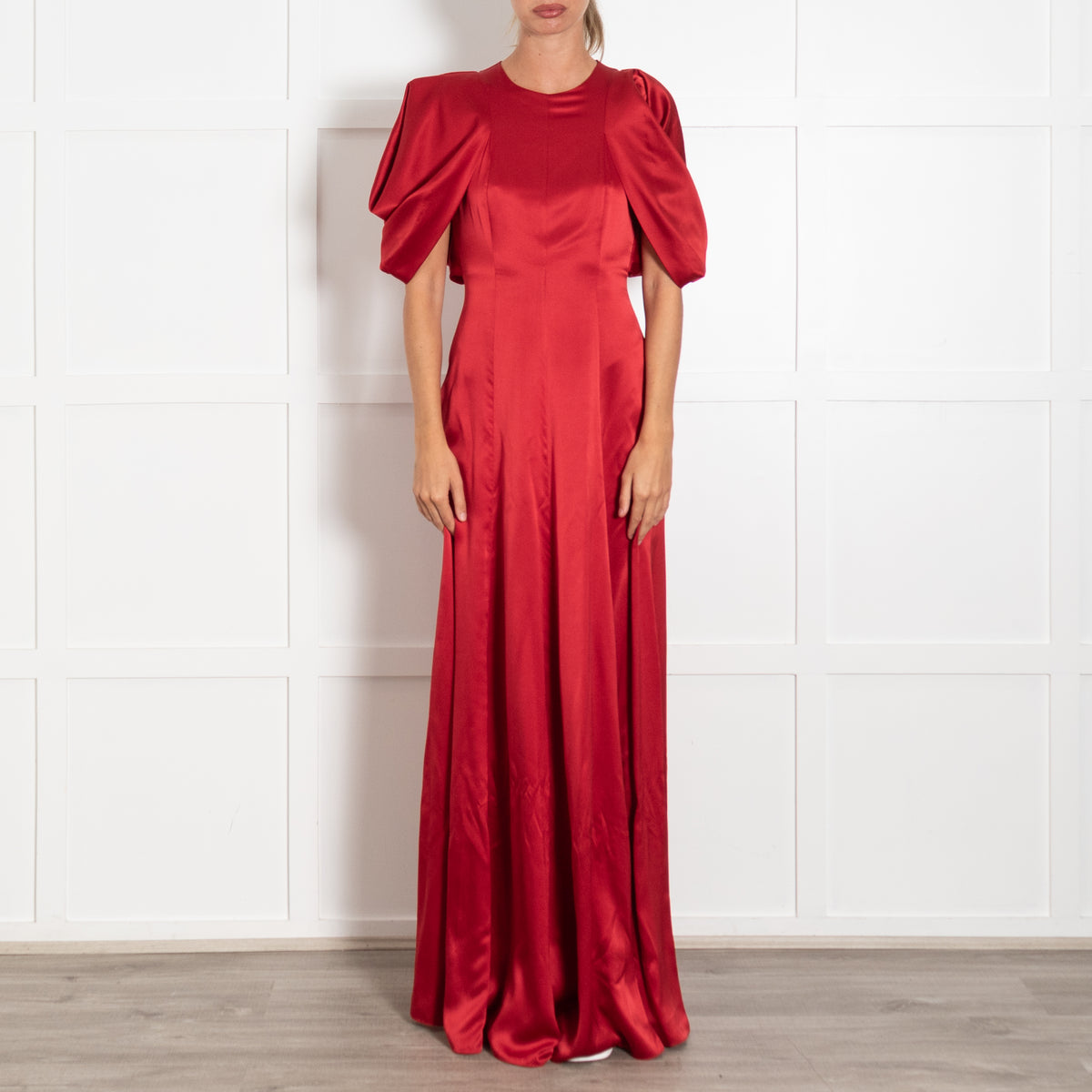 Roksanda Red Silk Satin Draped Puff Evening Gown