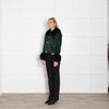Shrimps Bottle Green Velvet Faux Fur Collar+Sleeve Jacket