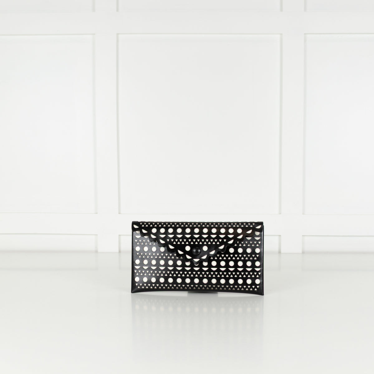 Alaia Black and White Laser Cut Envelope Clutch