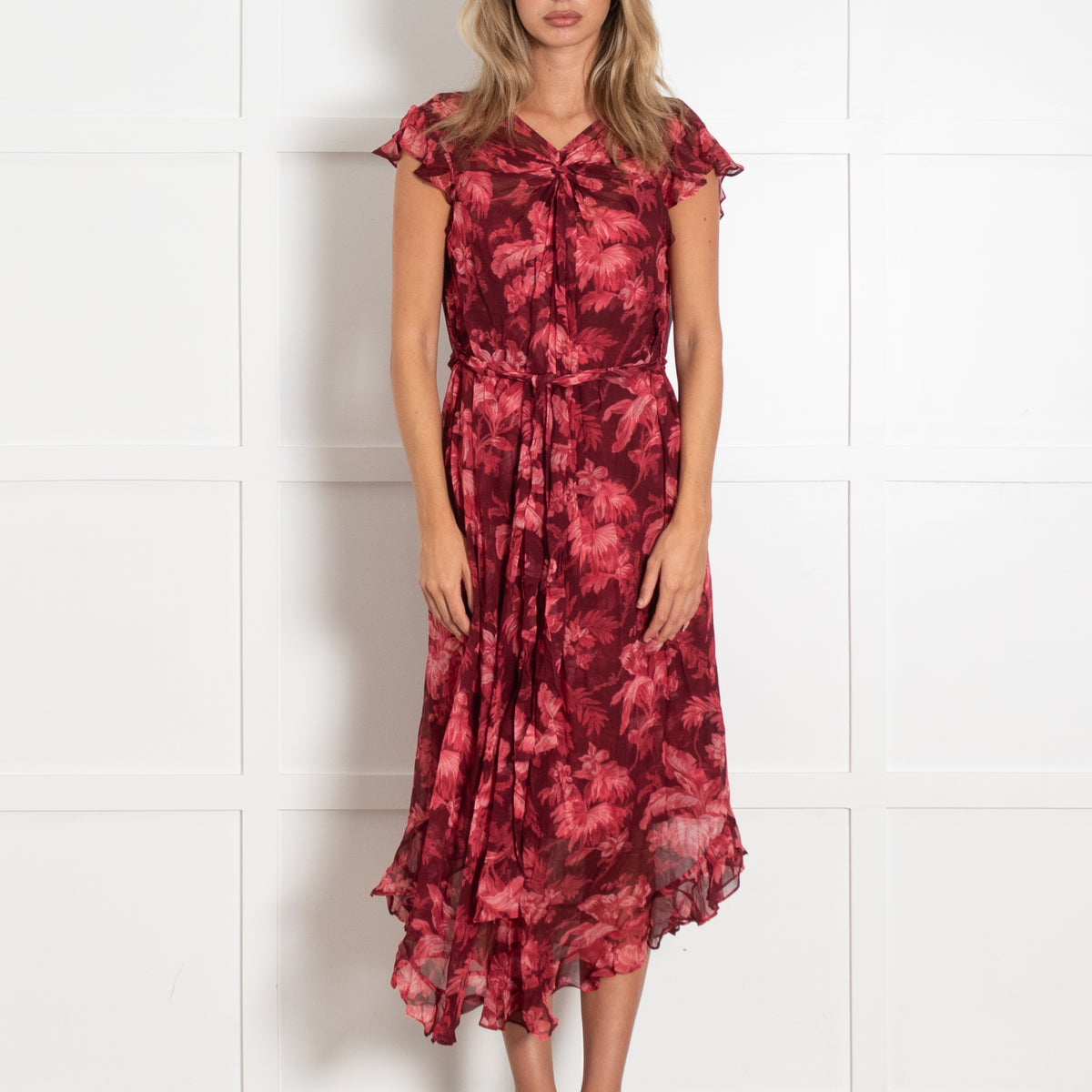 Zimmermann Burgundy Dark Pink Ladybeetle Floral Midi Dress