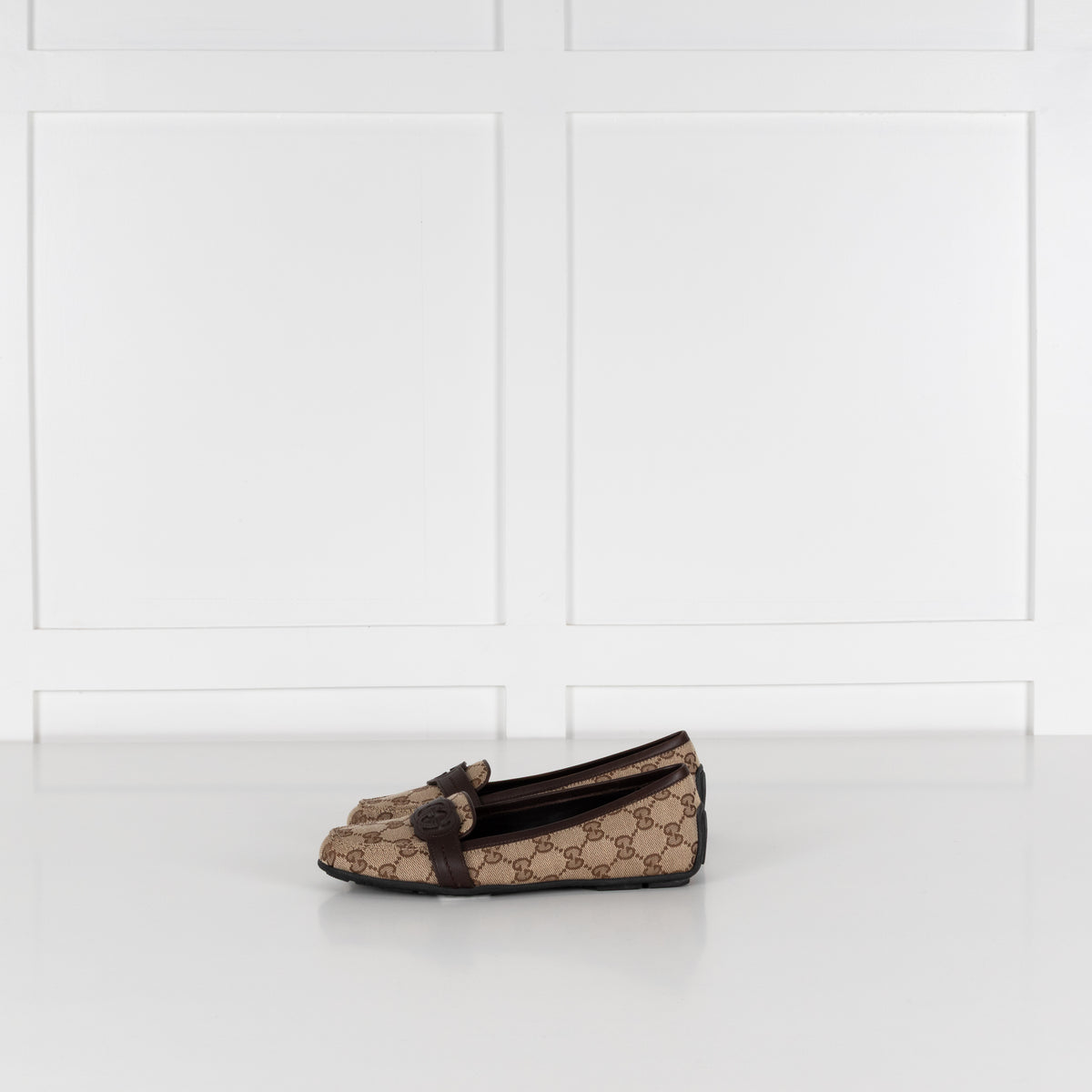 Gucci Brown Logo Canvas Pumps