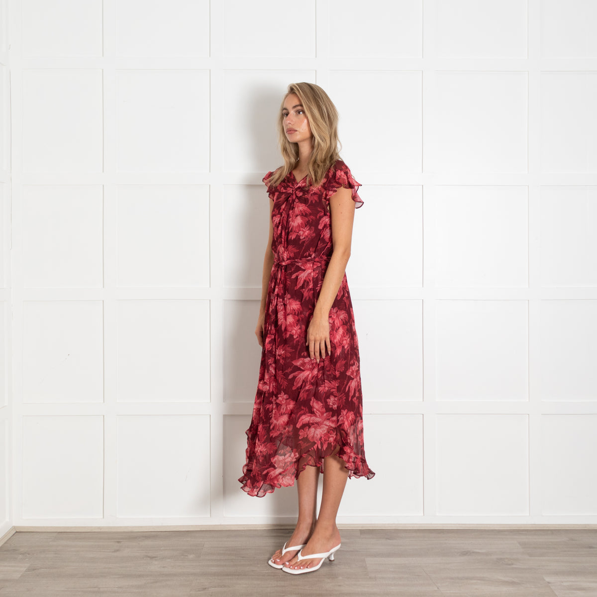 Zimmermann Burgundy Dark Pink Ladybeetle Floral Midi Dress