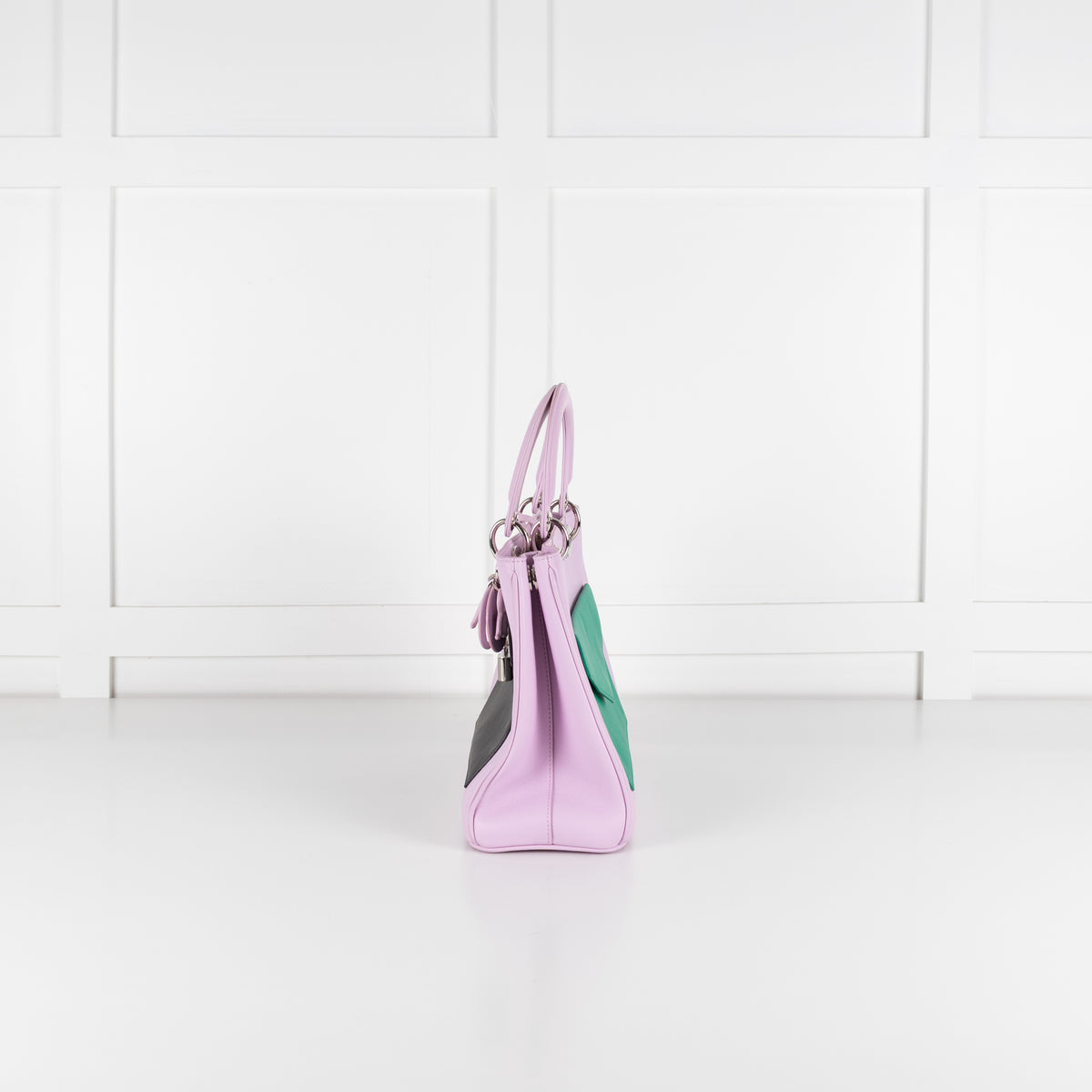 Christian Dior Lilac Diorissimo Pocket Tote Bag With Green Pocket
