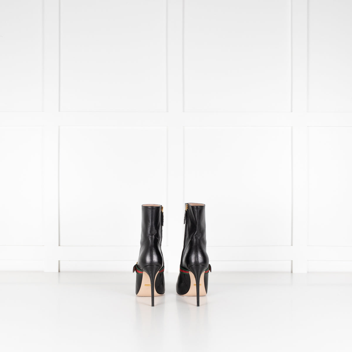 Gucci Black Charlotte Boots Green Red Gross Grain With Buck