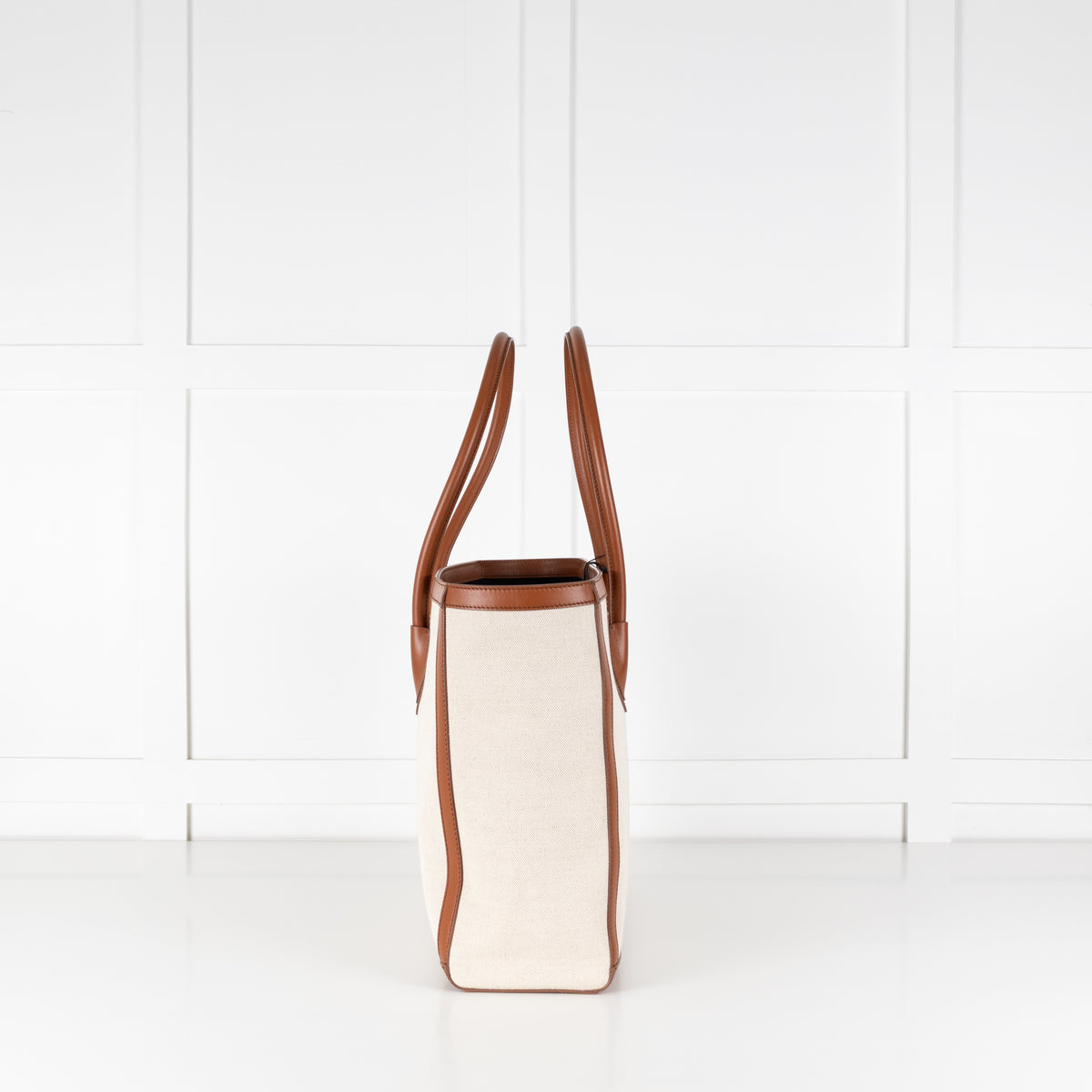 Balmain canvas and leather tote bag side profile