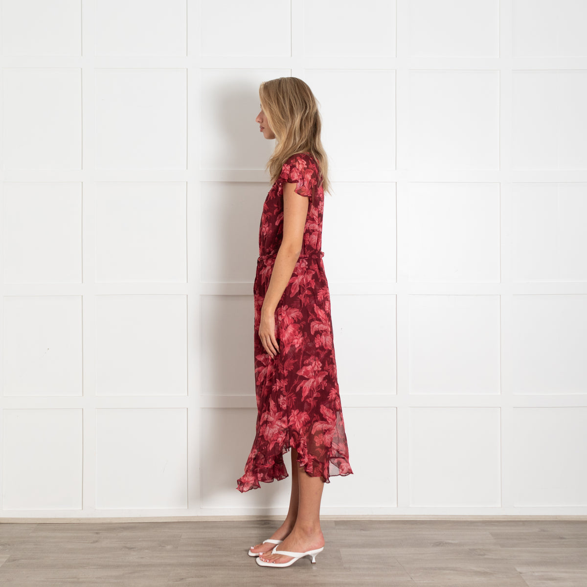 Zimmermann Burgundy Dark Pink Ladybeetle Floral Midi Dress
