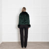 Shrimps Bottle Green Velvet Faux Fur Collar+Sleeve Jacket