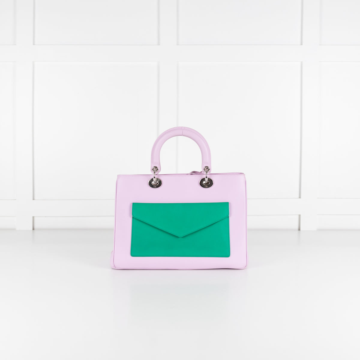 Christian Dior Lilac Diorissimo Pocket Tote Bag With Green Pocket