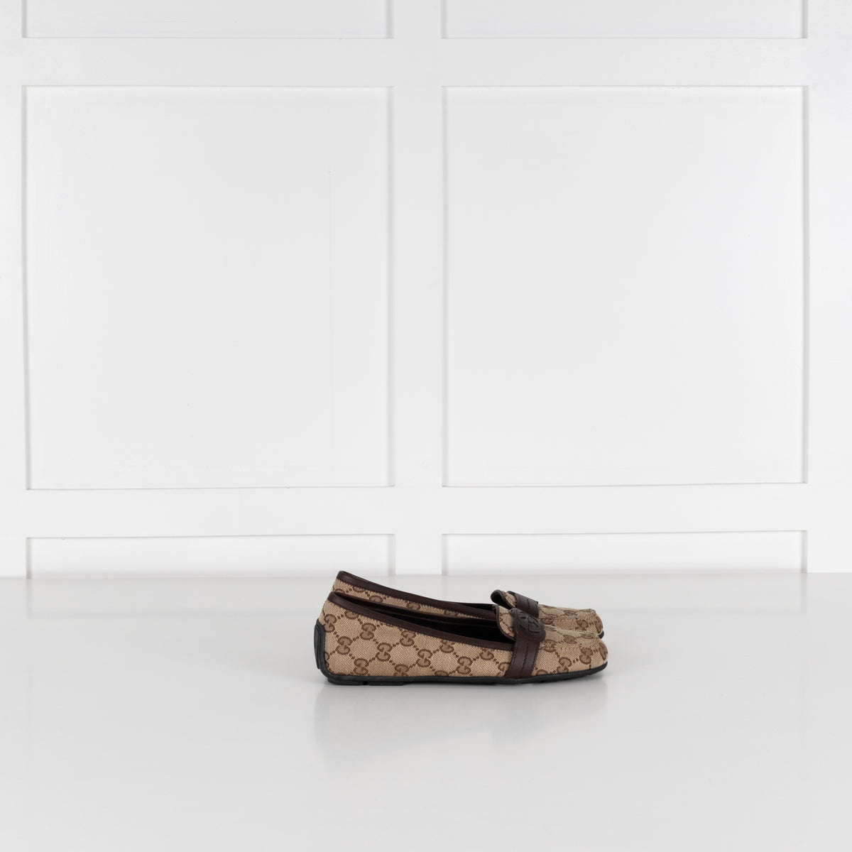 Gucci Brown Logo Canvas Pumps