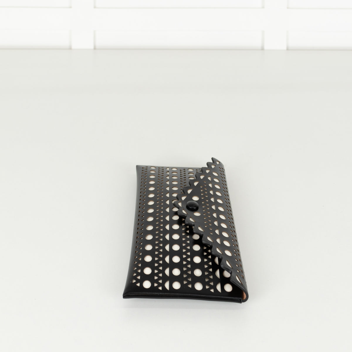 Alaia Black and White Laser Cut Envelope Clutch