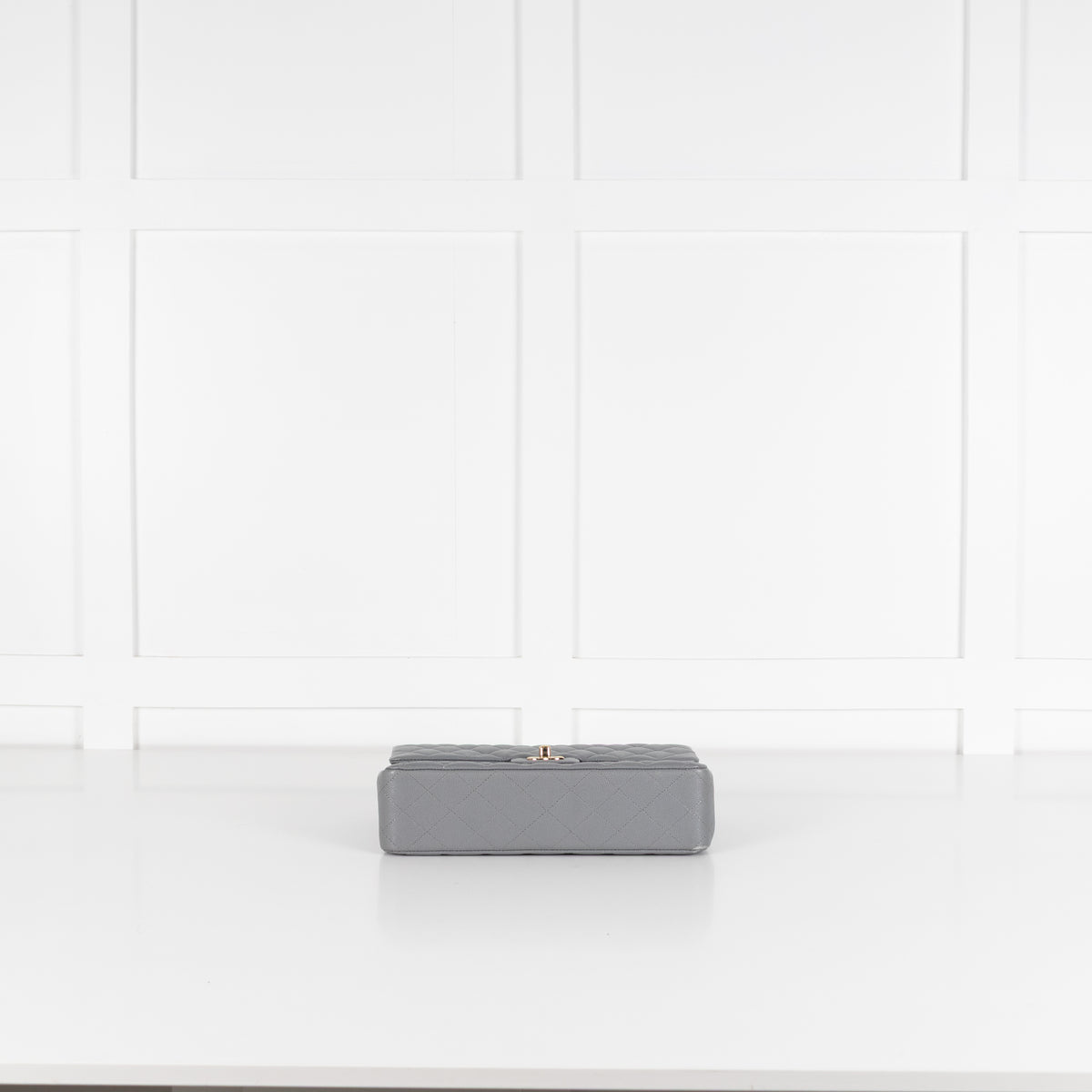 Chanel Grey Caviar Leather Champagne Gold Hardware Medium Double Flap Bag