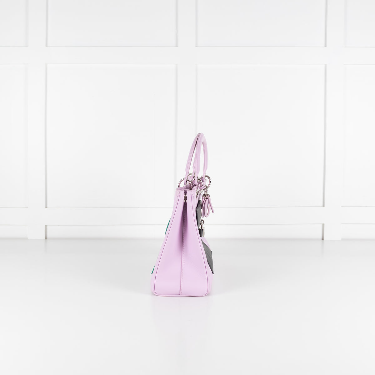Christian Dior Lilac Diorissimo Pocket Tote Bag With Green Pocket