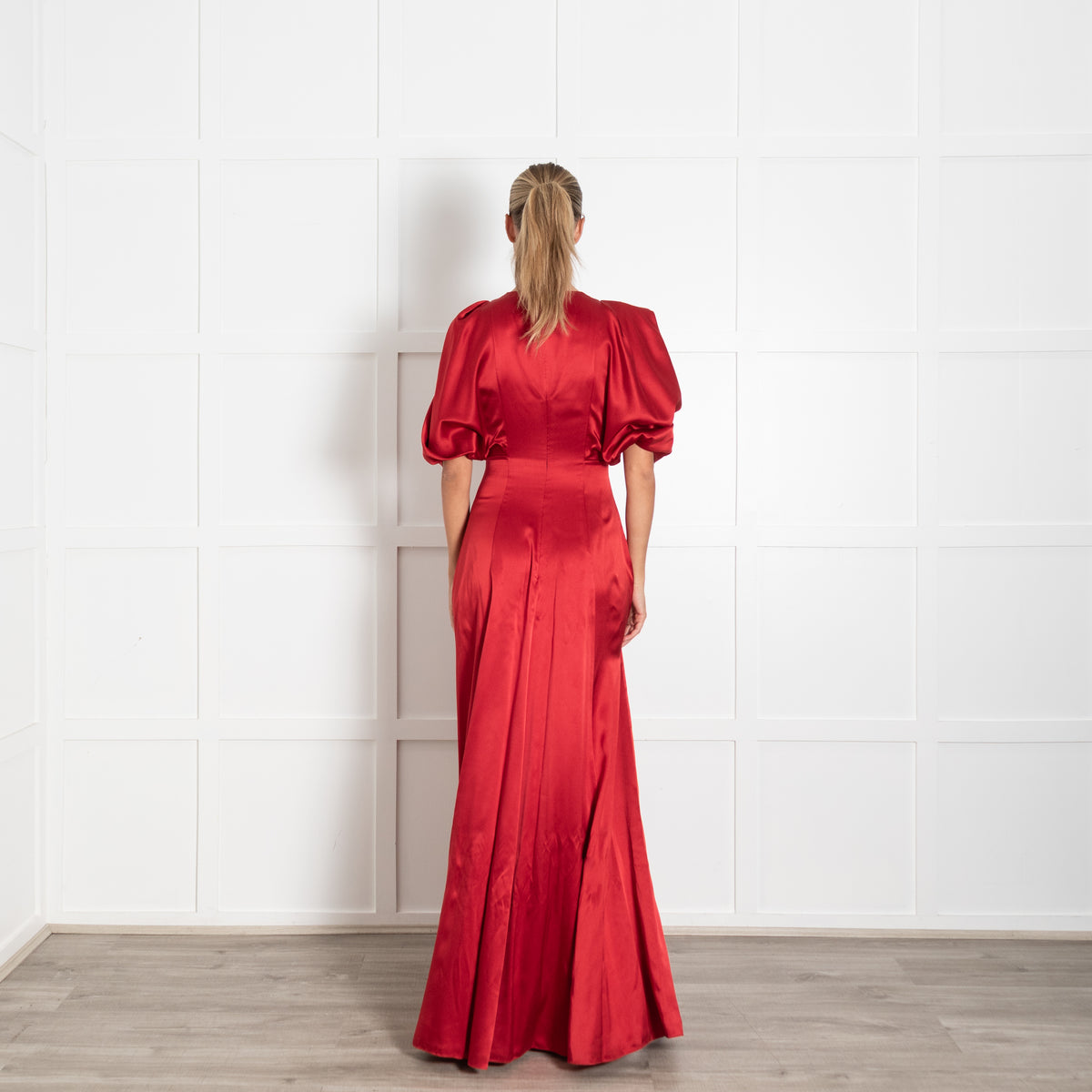 Roksanda Red Silk Satin Draped Puff Evening Gown