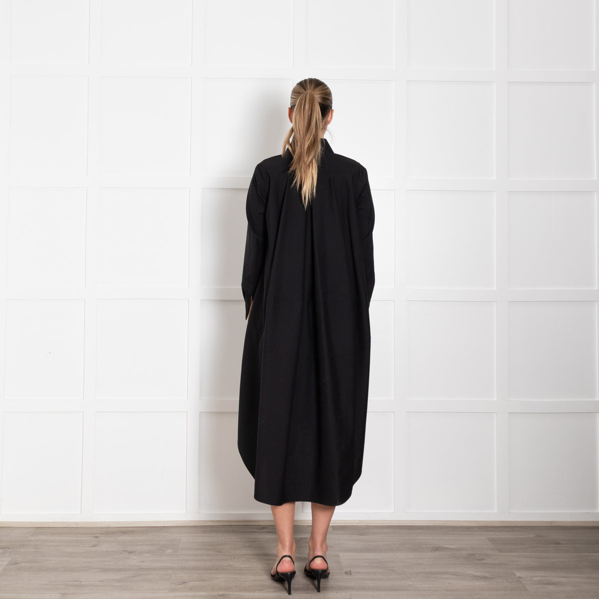 Shiro Sakai Black Button Up Long Sleeve Shirt Dress