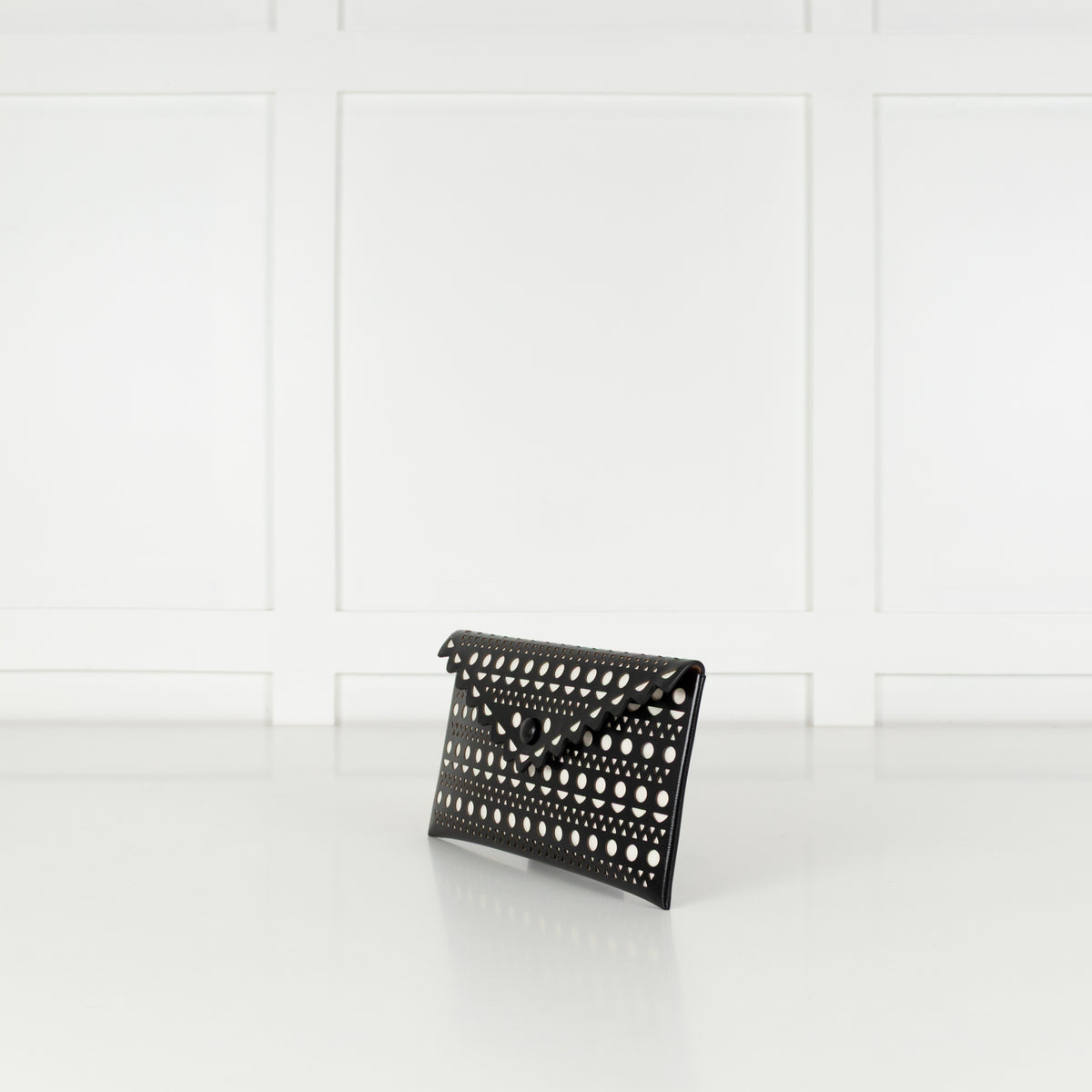 Alaia Black and White Laser Cut Envelope Clutch