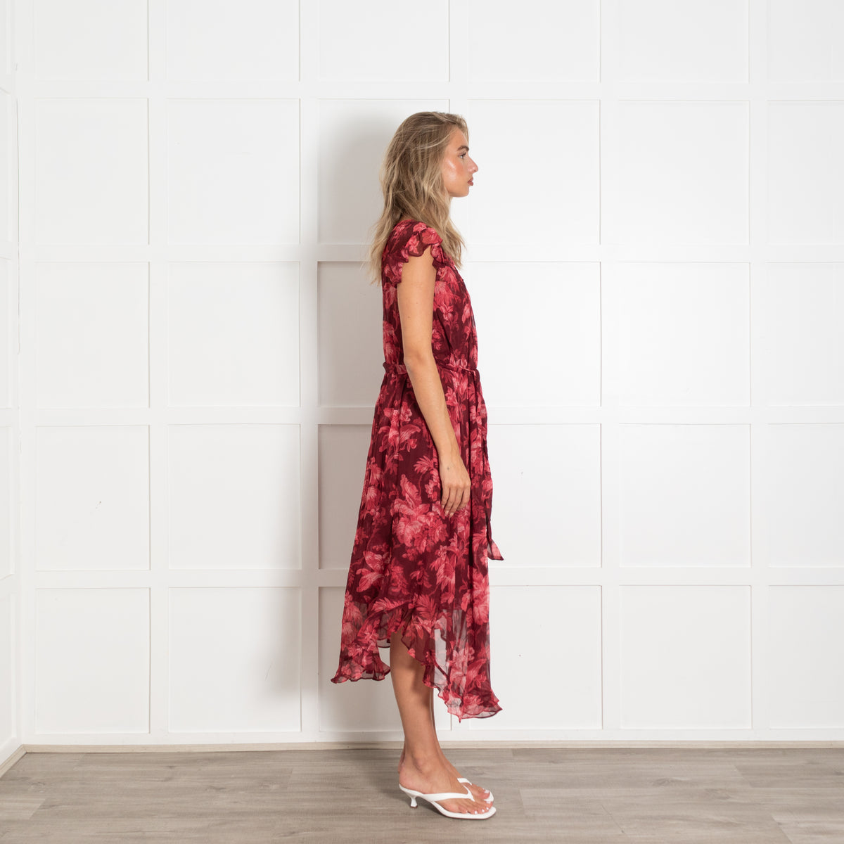 Zimmermann Burgundy Dark Pink Ladybeetle Floral Midi Dress