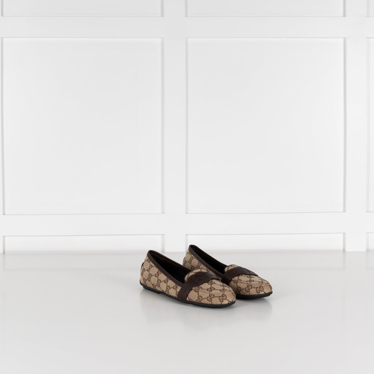 Gucci Brown Logo Canvas Pumps