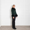 Shrimps Bottle Green Velvet Faux Fur Collar+Sleeve Jacket