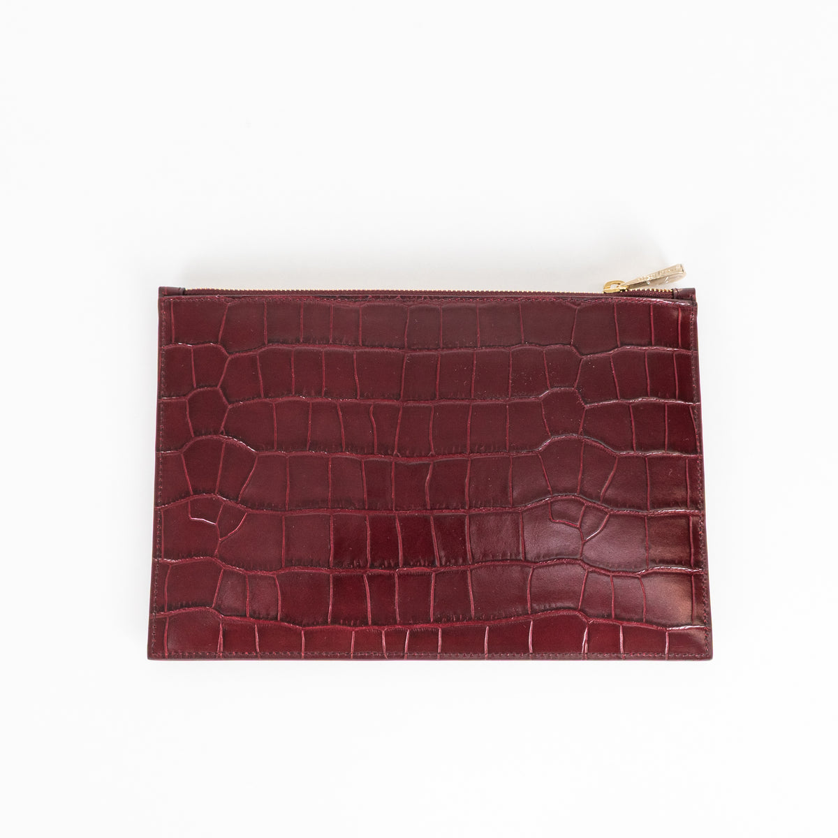 Aspinal Of London Burgundy Croc Leather Pochette