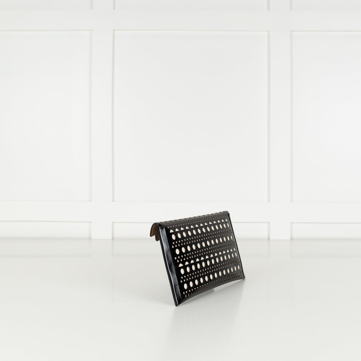Alaia Black and White Laser Cut Envelope Clutch