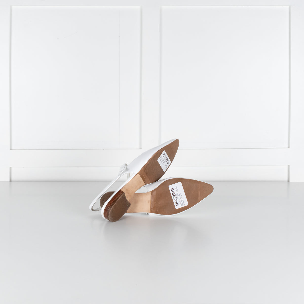 Manolo Blahnik Didion White Patent Leather Slingback Flats