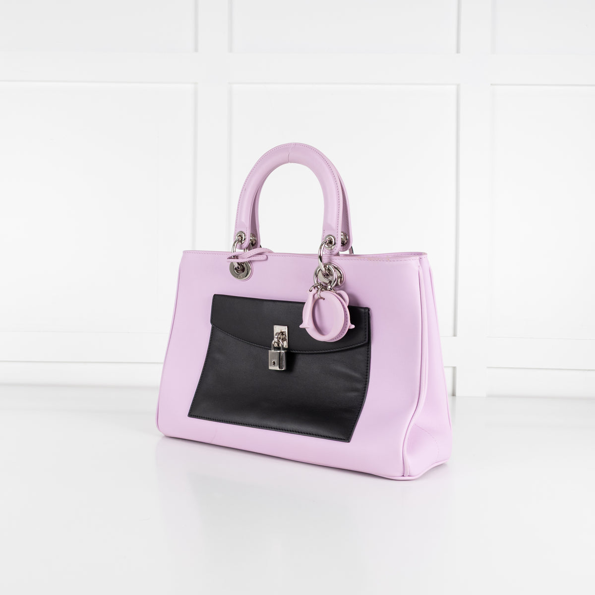 Christian Dior Lilac Diorissimo Pocket Tote Bag With Green Pocket