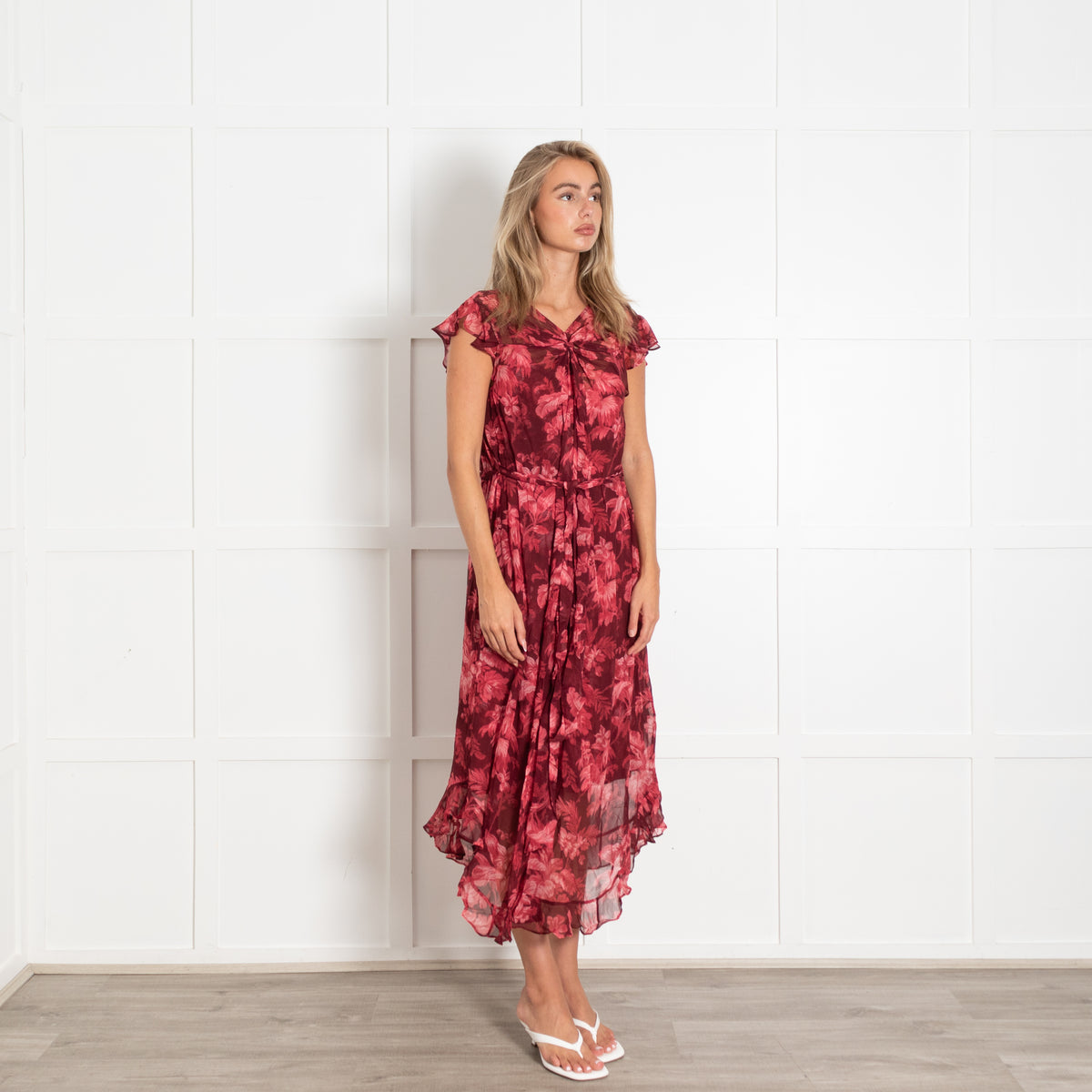 Zimmermann Burgundy Dark Pink Ladybeetle Floral Midi Dress