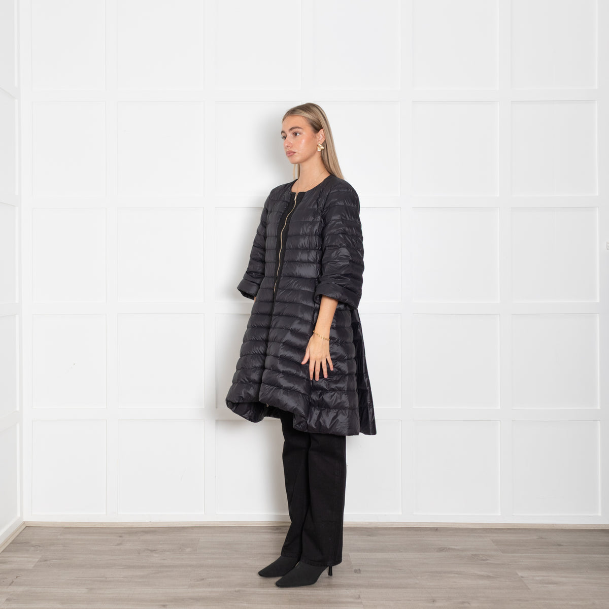 Herno Black Puffer Waisted Coat
